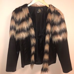 Black Party Jacket with faux mohair fur